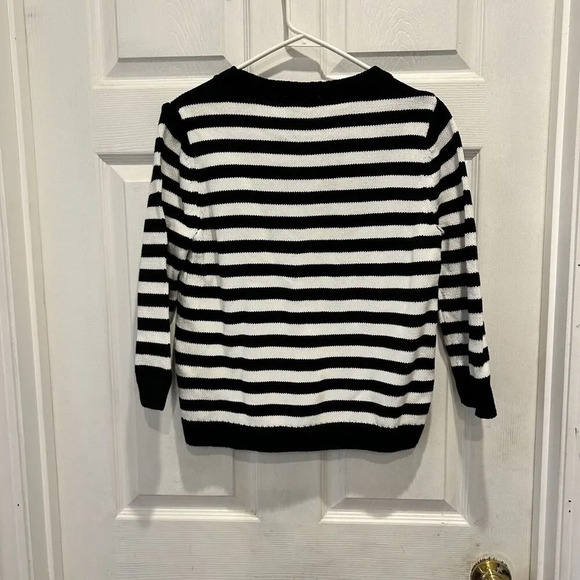 Forever 21 Natural Fiber Cotton Black And White Striped Boxy Sweater‎ Mod Style - Picture 4 of 4